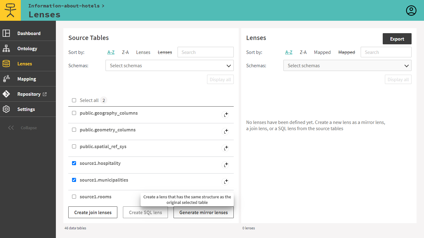 Screenshot of Ontopic Studio while mapping a class to data in the relational database